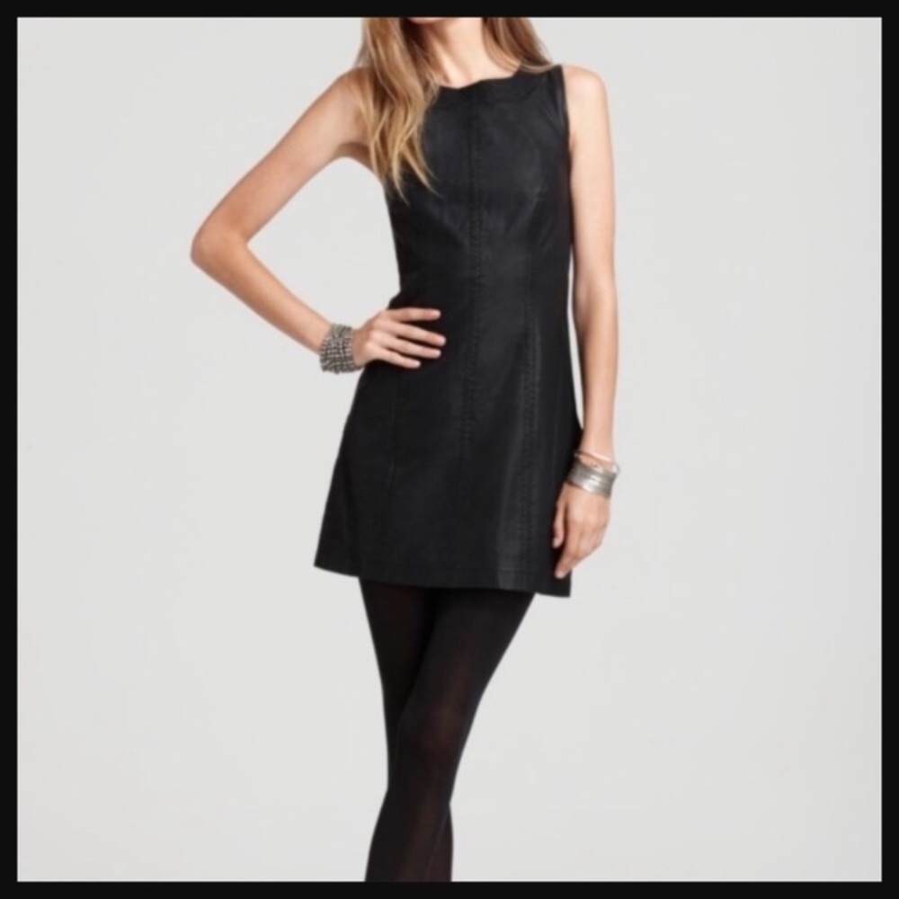 Free people black leather dress NWOT size 6